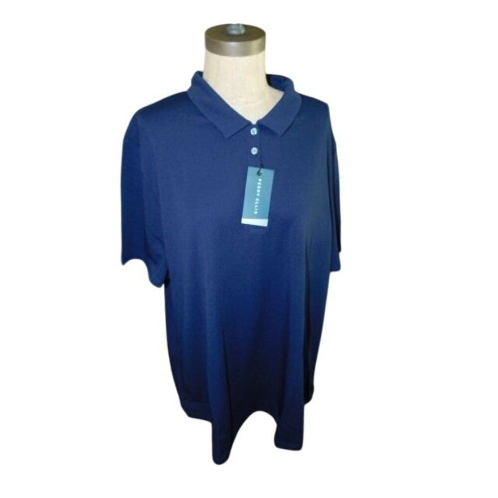 Perry Ellis Size XXXL 3X Ladies Navy Blue Golf Shirt Top NWT Sporty Plus Size